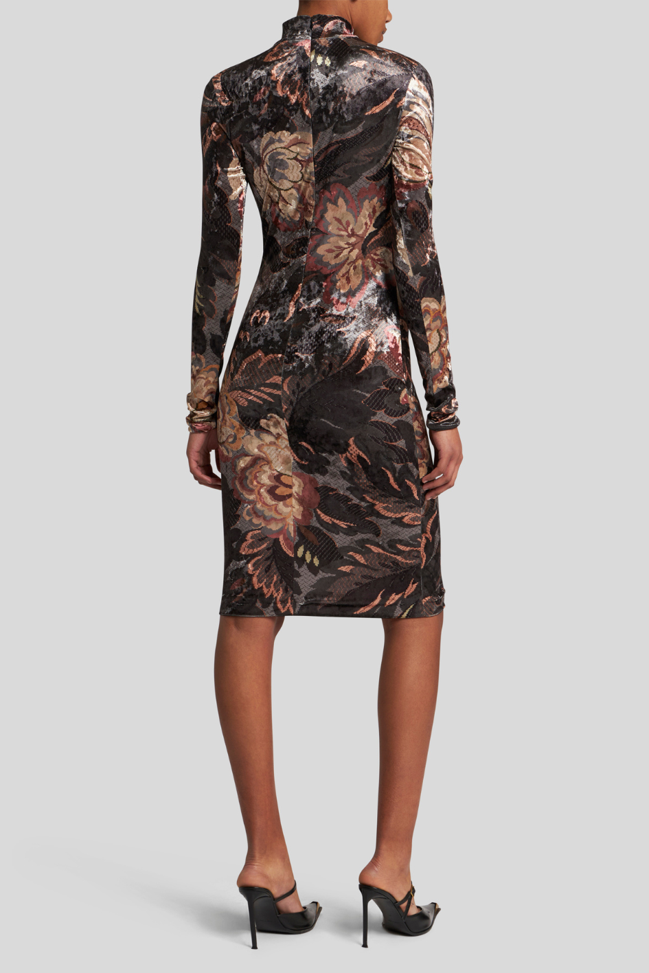 Velvet Dress with Floral Pattern