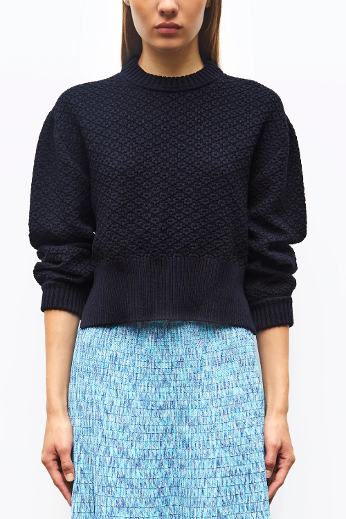 Checkerboard Knit cropped Sweater