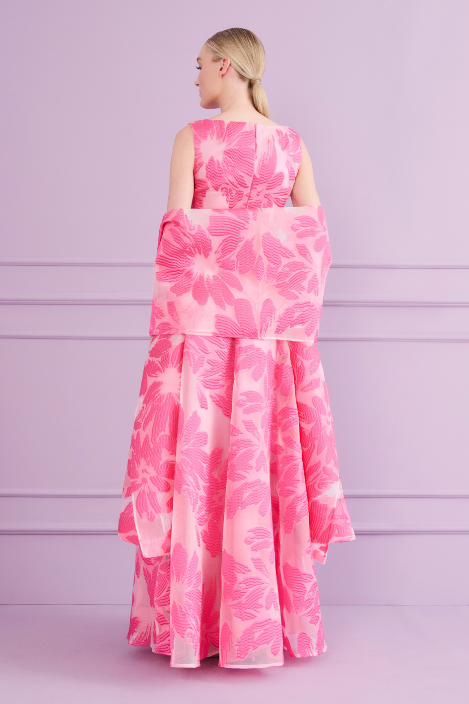 Kitty Stola with Pink Flower Print