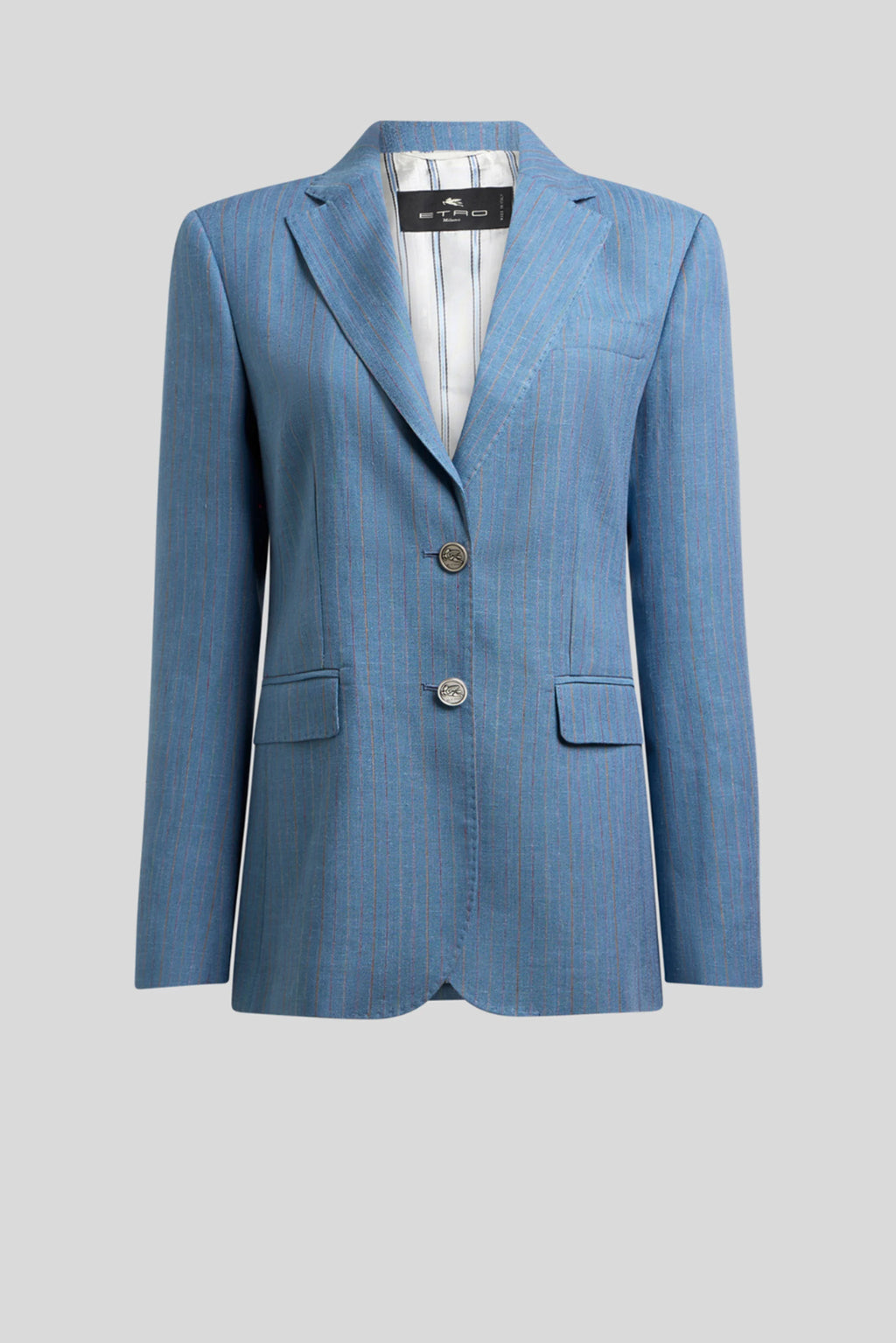 Pinstripe Tailored Blazer with Notched Lapel