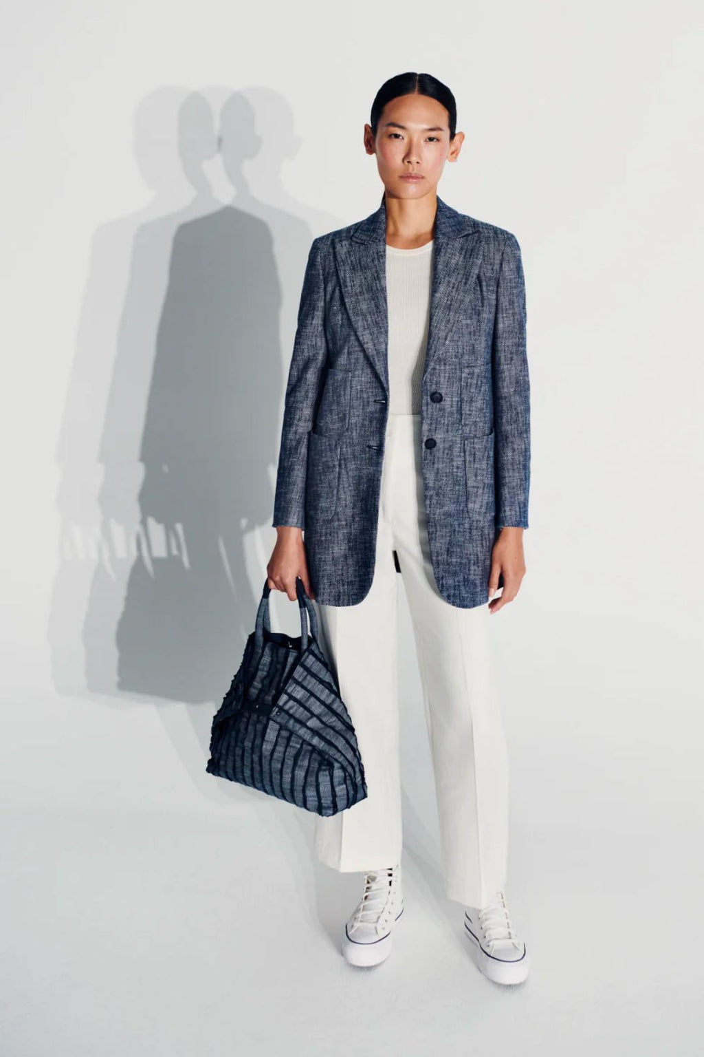 Denim Longblazer aus Baumwoll-Stretch