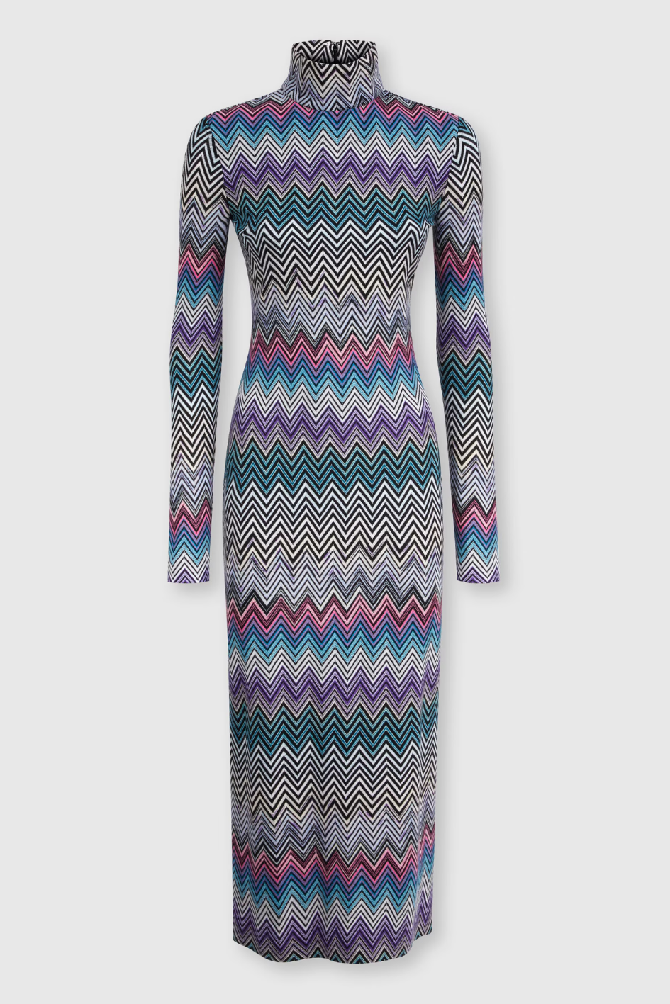 Long Turtleneck Dress made from Zigzag Wool