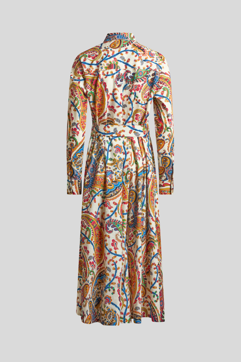 Paisley Print Maxi Shirt Dress with Waist Belt
