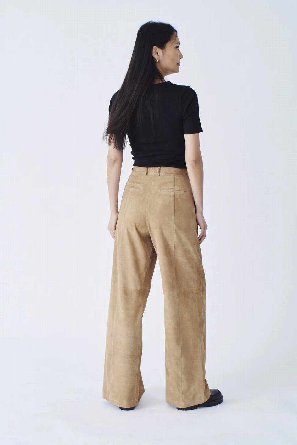 Wide Leg Suede Trousers