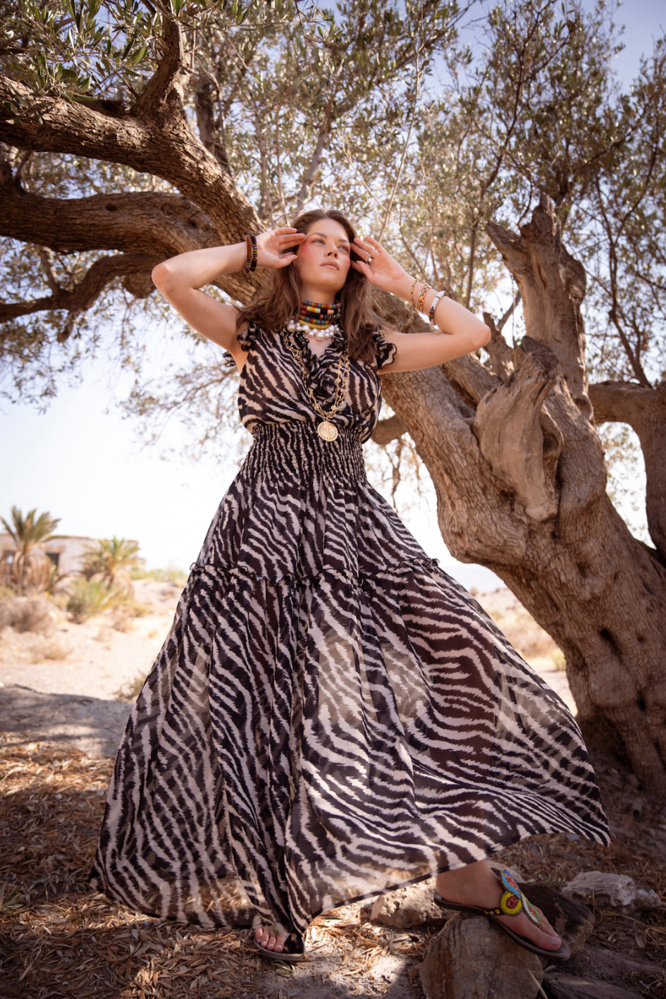 Silk Georgette Dress with Zebra Print
