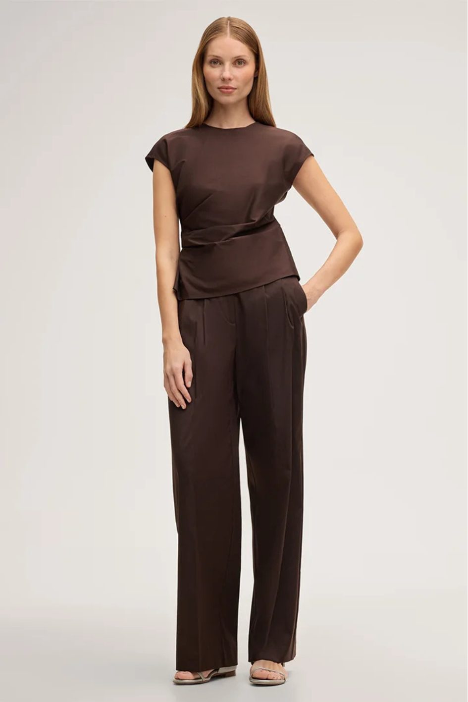 Dark brown stretch Cotton Blouse