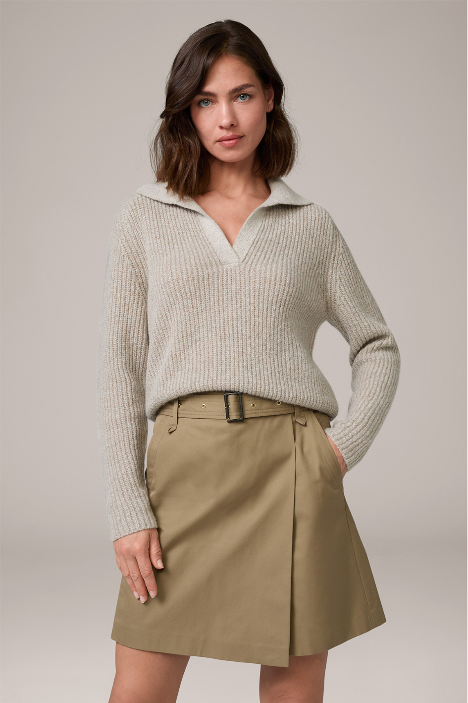 Wool-Cashmere Mix Sweater with Polo Collar