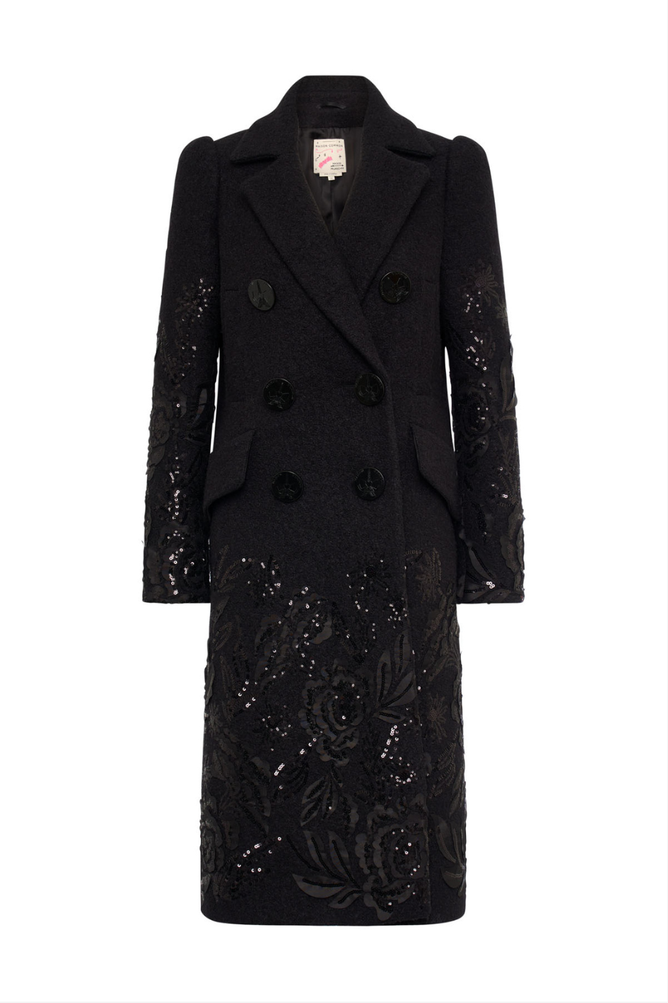 Embroidered Evening Gown with large Buttons