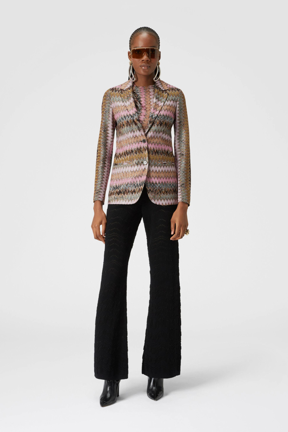 Viscose Knit Blazer with Chevron Lamé