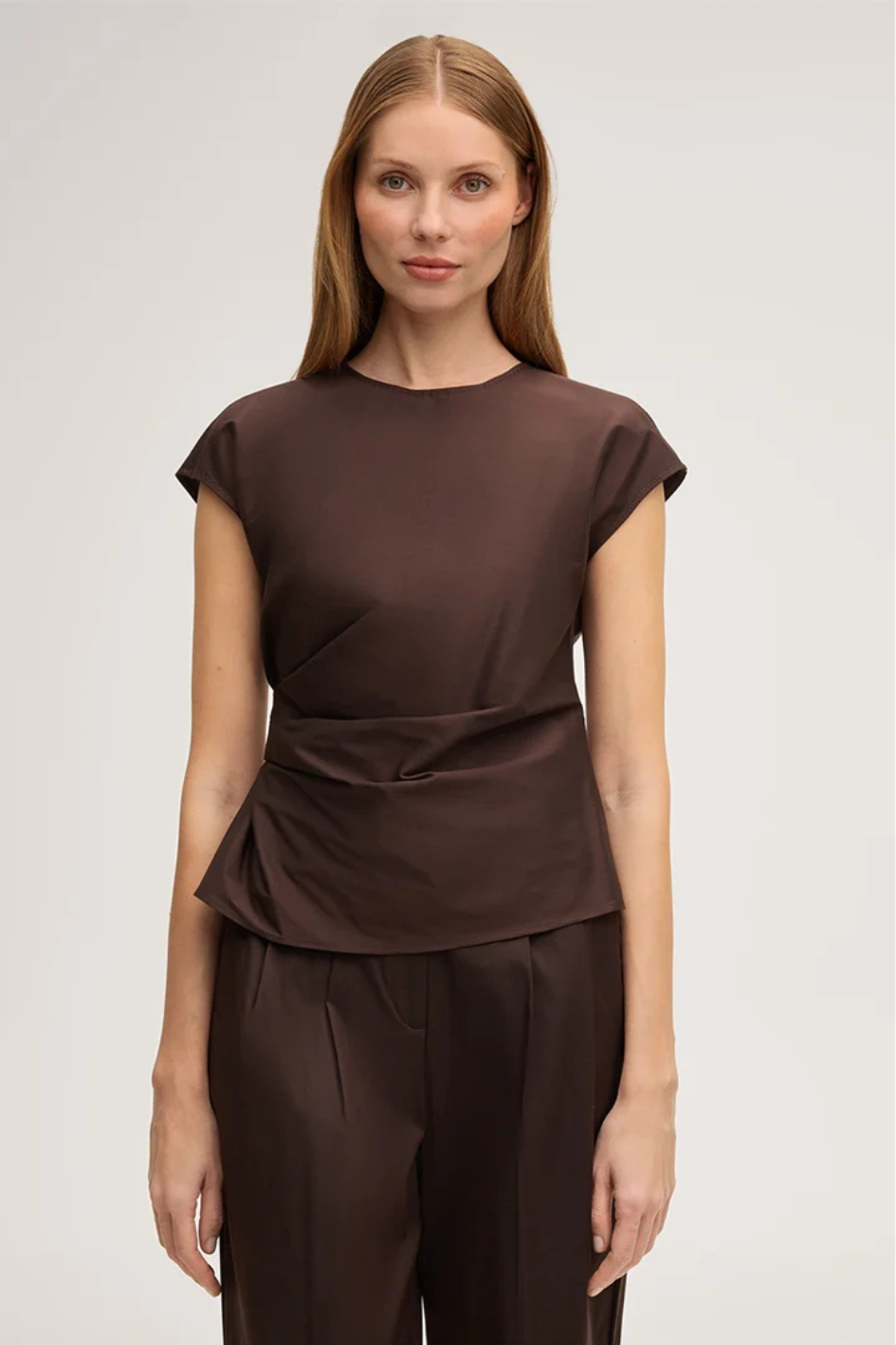 Dark brown stretch Cotton Blouse