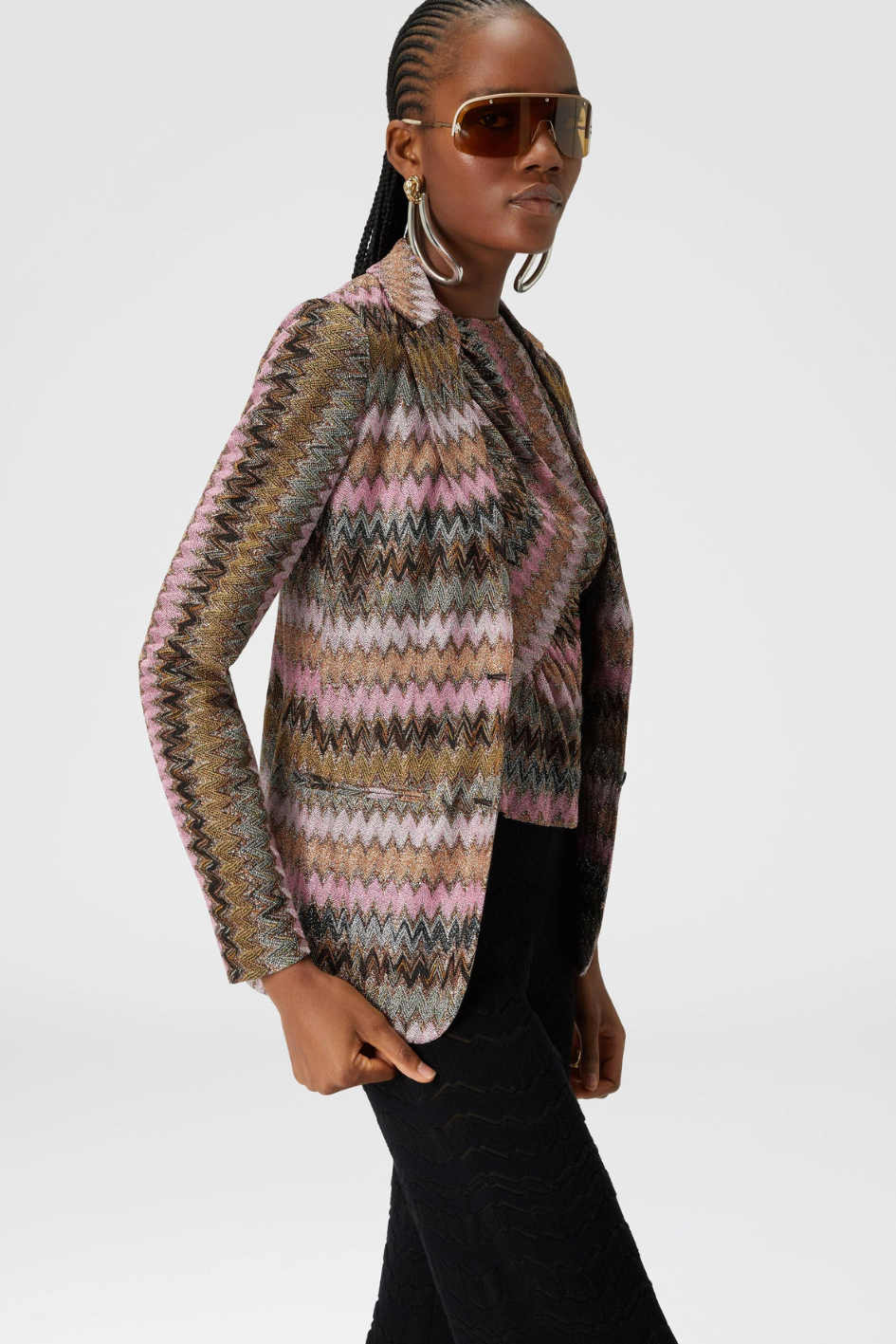 Viscose Knit Blazer with Chevron Lamé