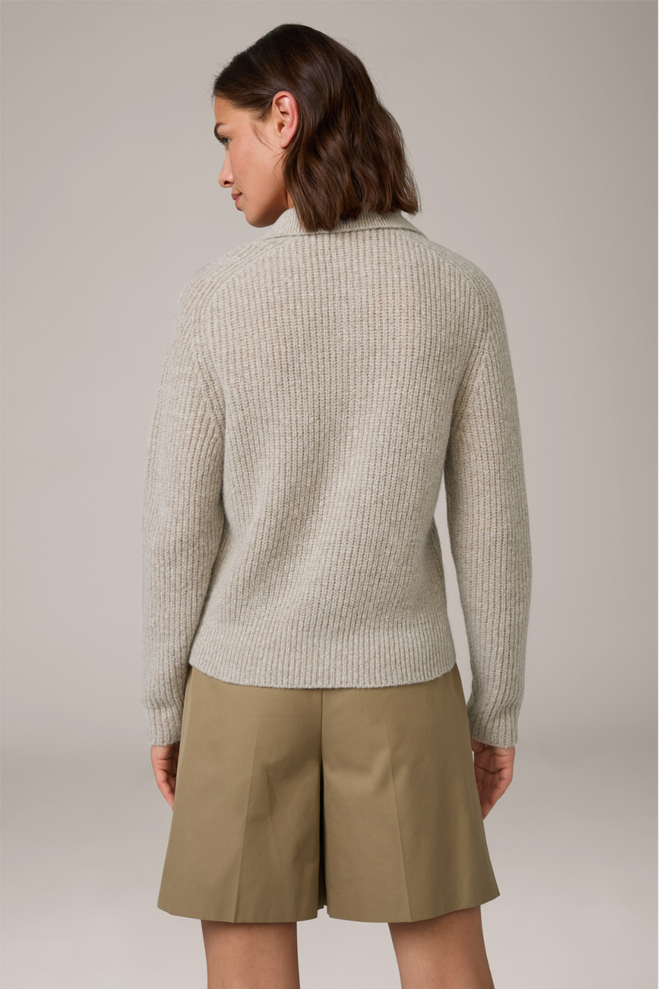 Wool-Cashmere Mix Sweater with Polo Collar