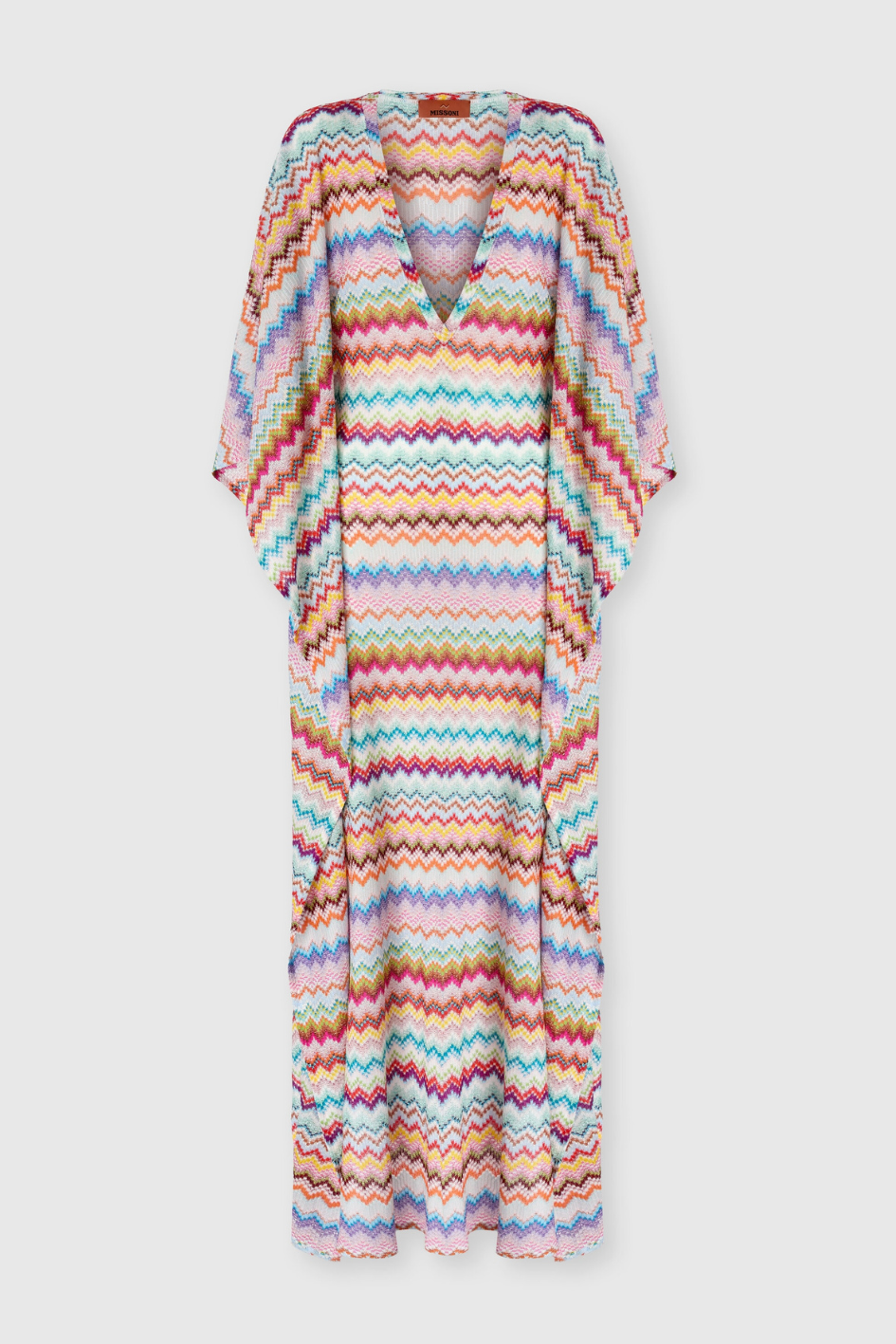 Long Kaftan-style wrap with a Micro-ZigZag Pattern in a Pixel Effect