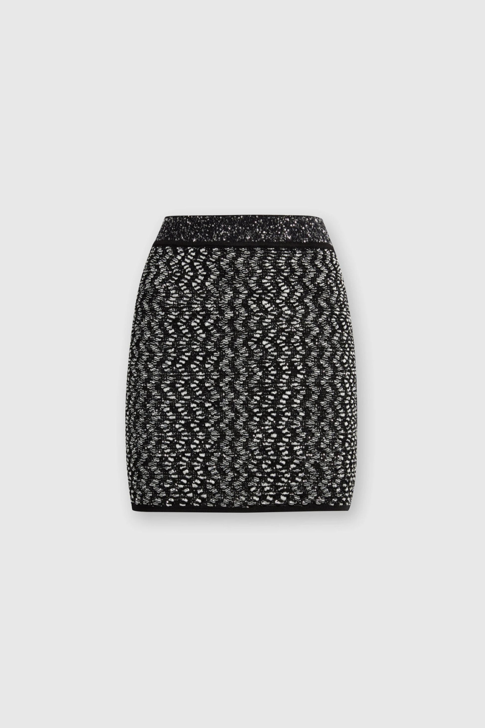 Mini Skirt with Lamé-Embossed Zigzag