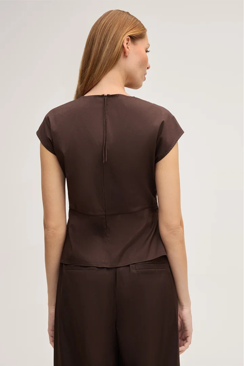 Dark brown stretch Cotton Blouse