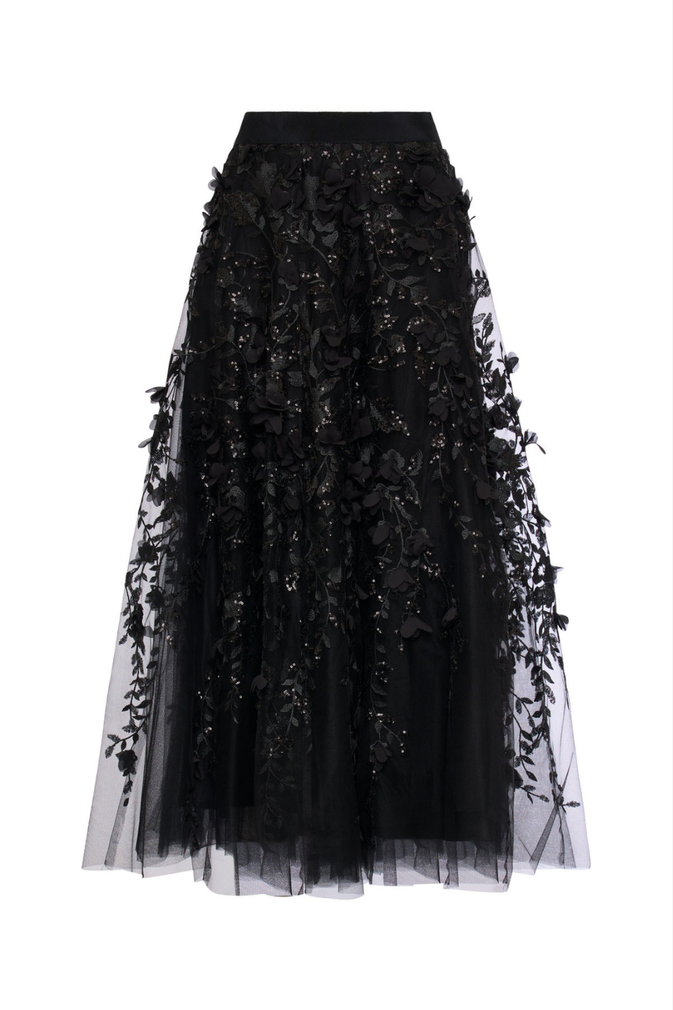Embroidered Tulle Skirt with Sequins