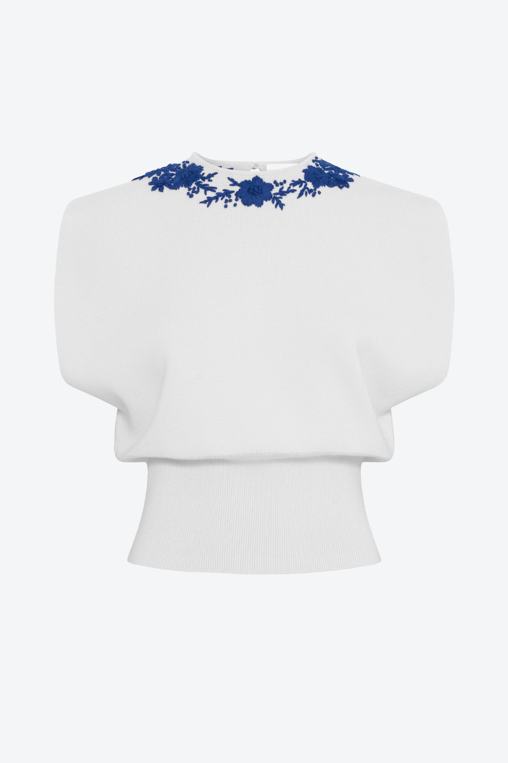 Fusain Knit Top with Hand-Embroidered Details