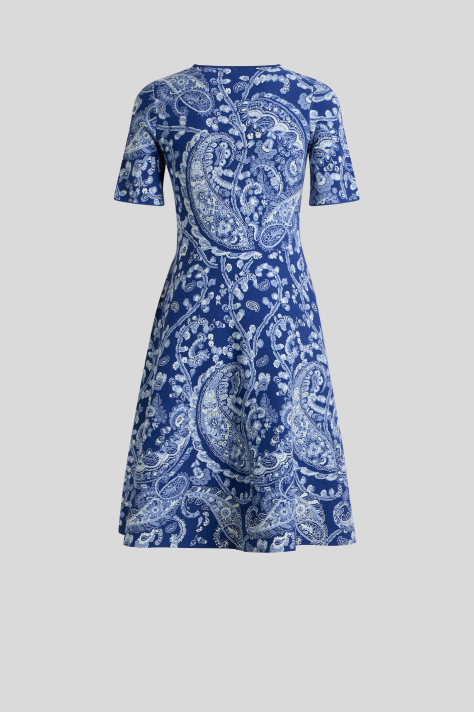 Blue Paisley Print Dress short Sleeves