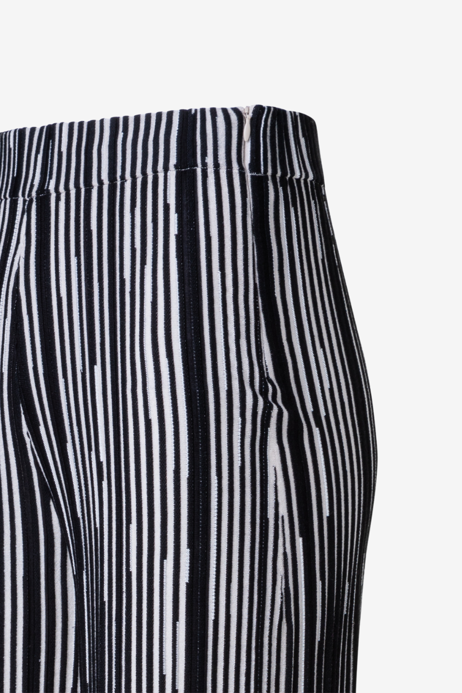 Weite Strickhose mit Asagao Streifen-Jacquard aus Seiden-Woll-Mischung