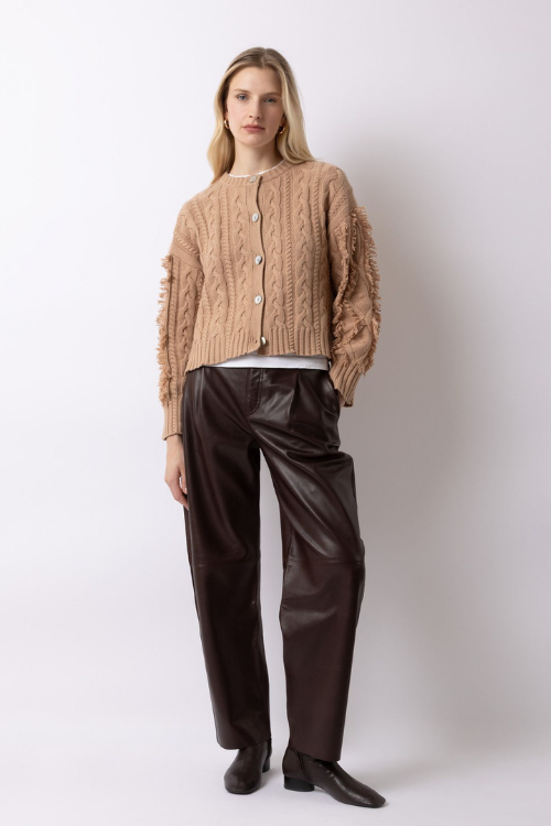 Beige Cardigan with Cable Knit