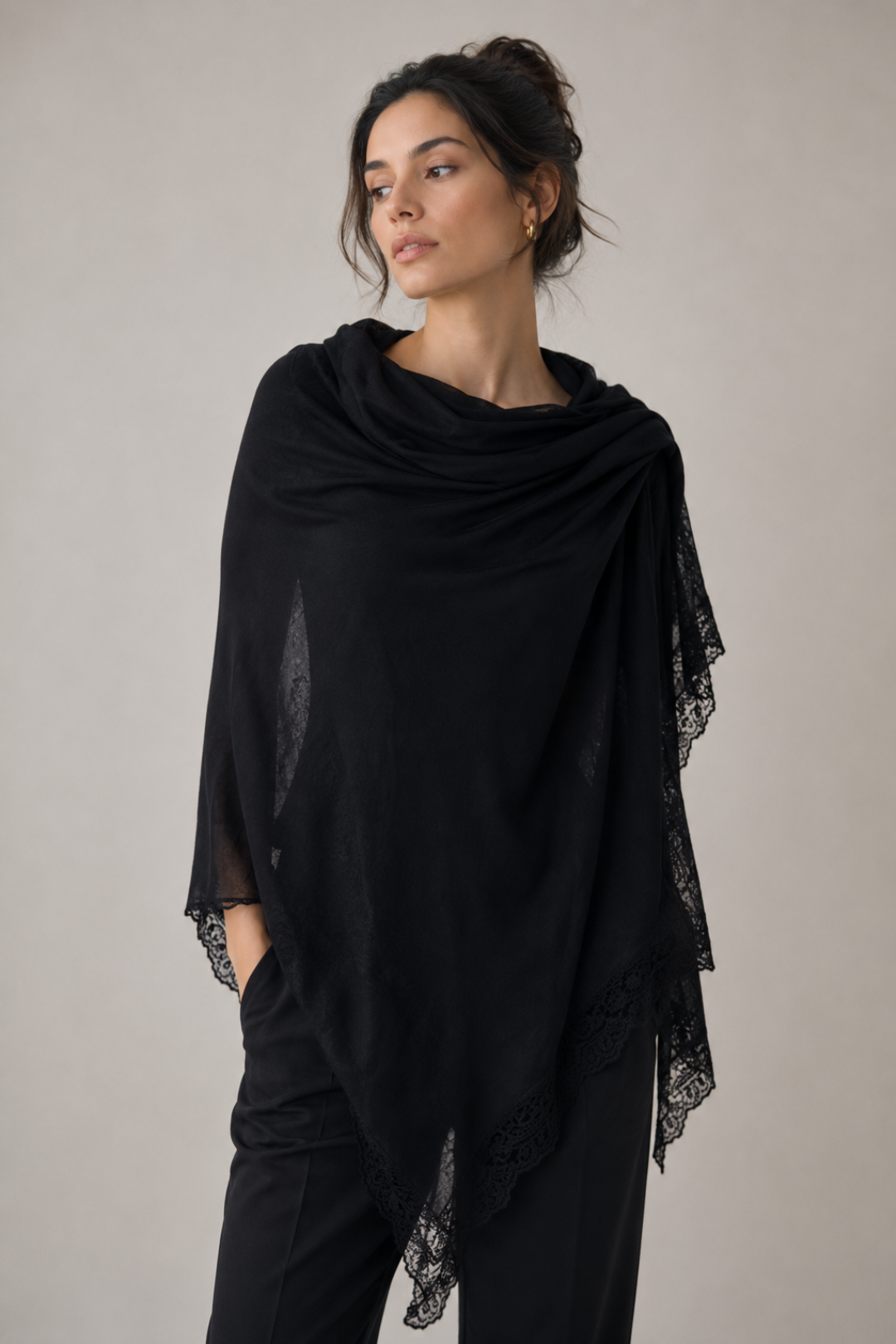Lace Trim Wrap Shawl