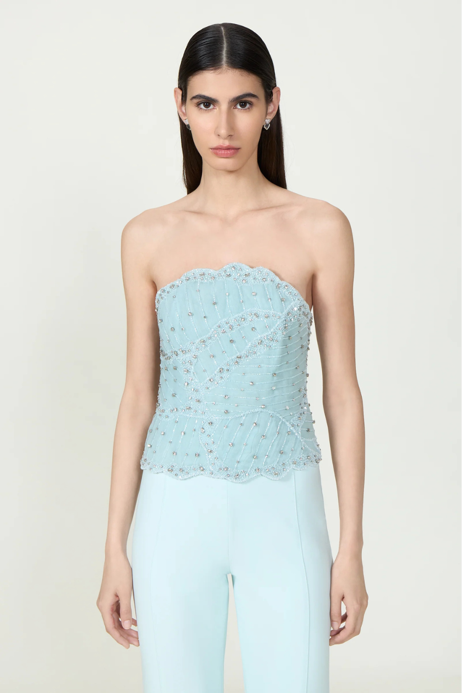 Fiori Crystal Silk Georgette Bustier