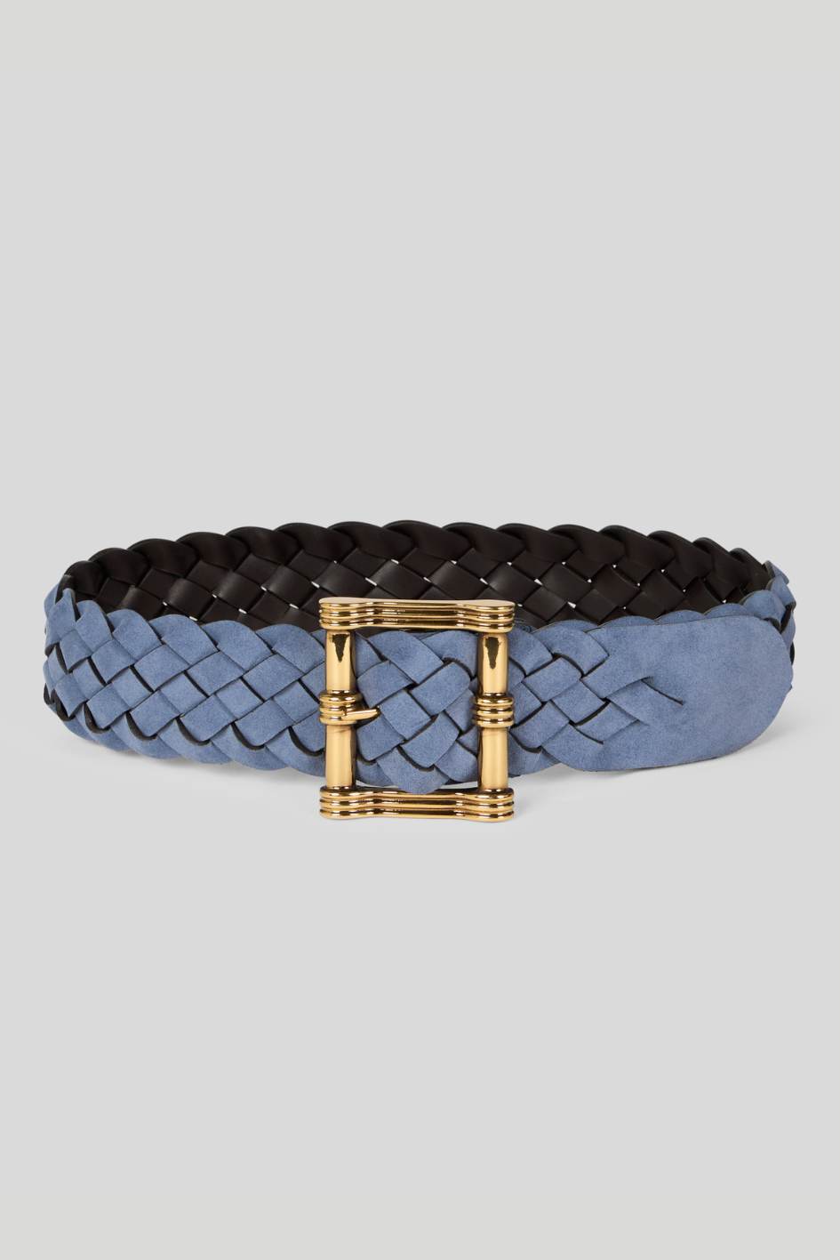 Braided Leather Belt with Gold Buckle