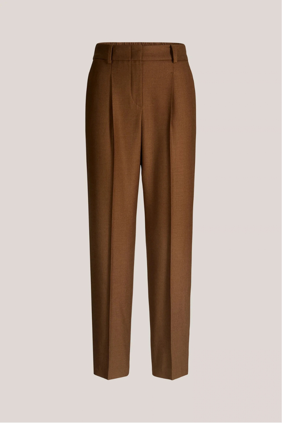 Virgin Wool and Silk Blend Tapered Trousers in Brown