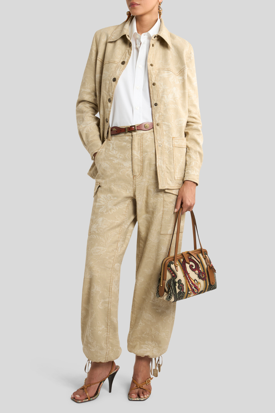 Jacquard Utility Jacket with Floral Texture