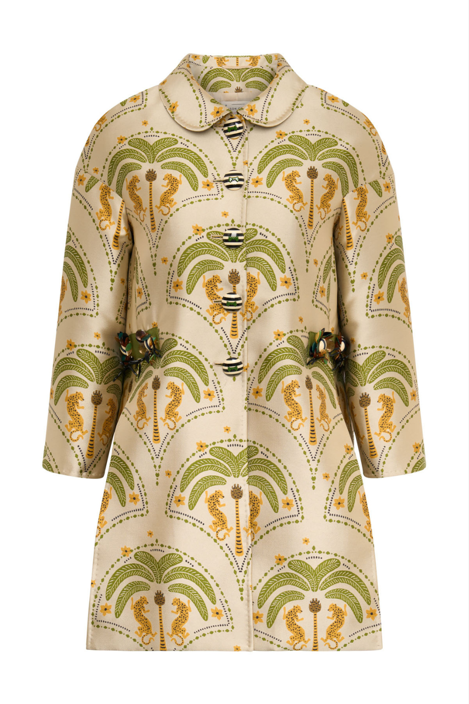 Long Jacquard Jacket with Embroidery