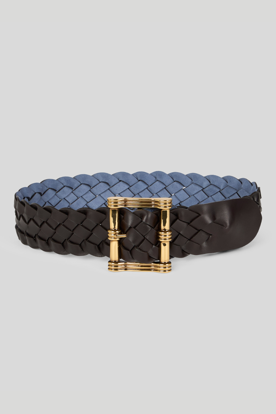 Braided Leather Belt with Gold Buckle