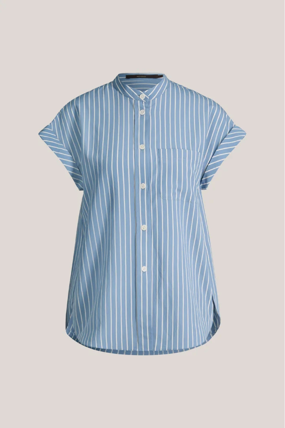 Viscosemix short-sleeve Shirt in light blue and ecru Stripes