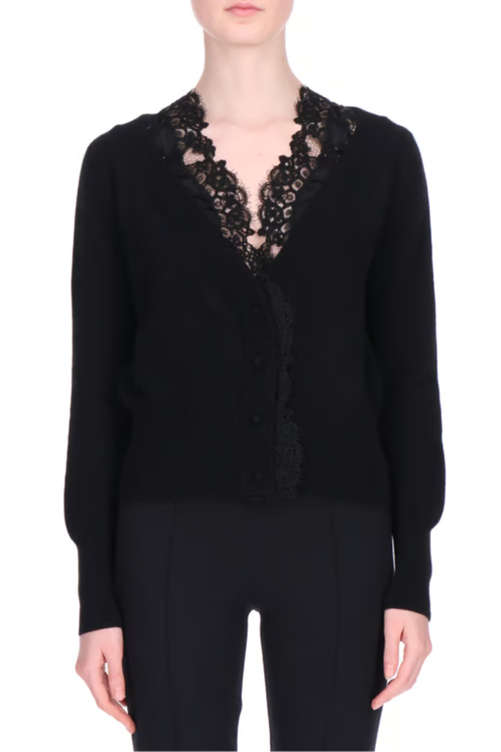 Lace Trim Cashmere Cardigan