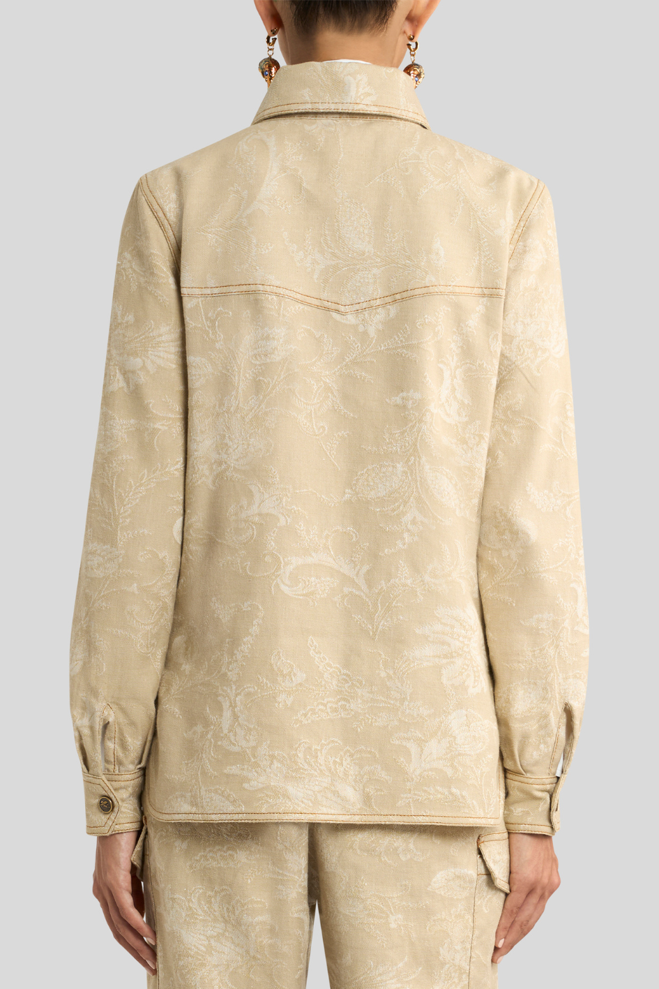 Jacquard Utility Jacket with Floral Texture