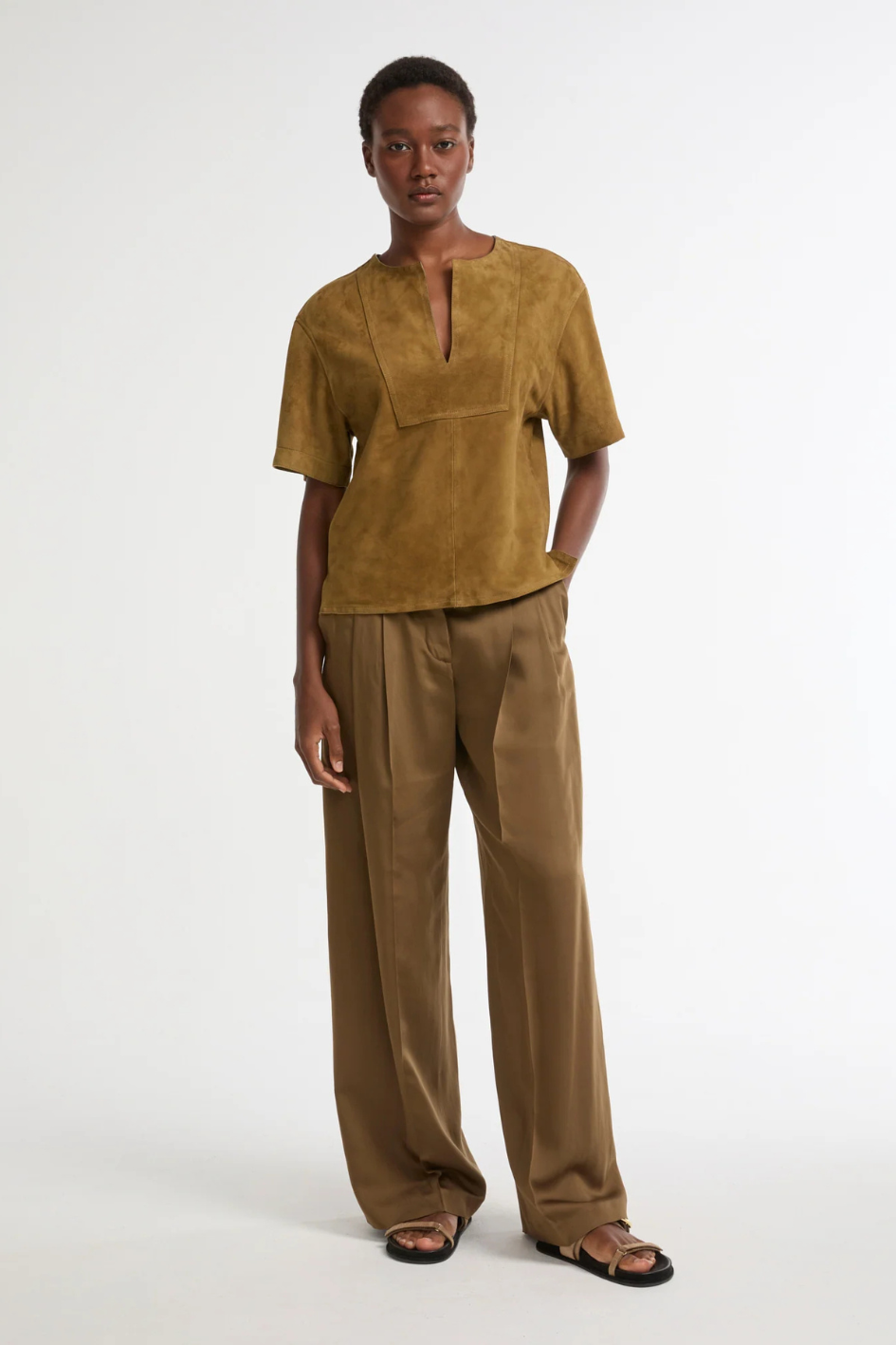 Leather Top with V-Neck