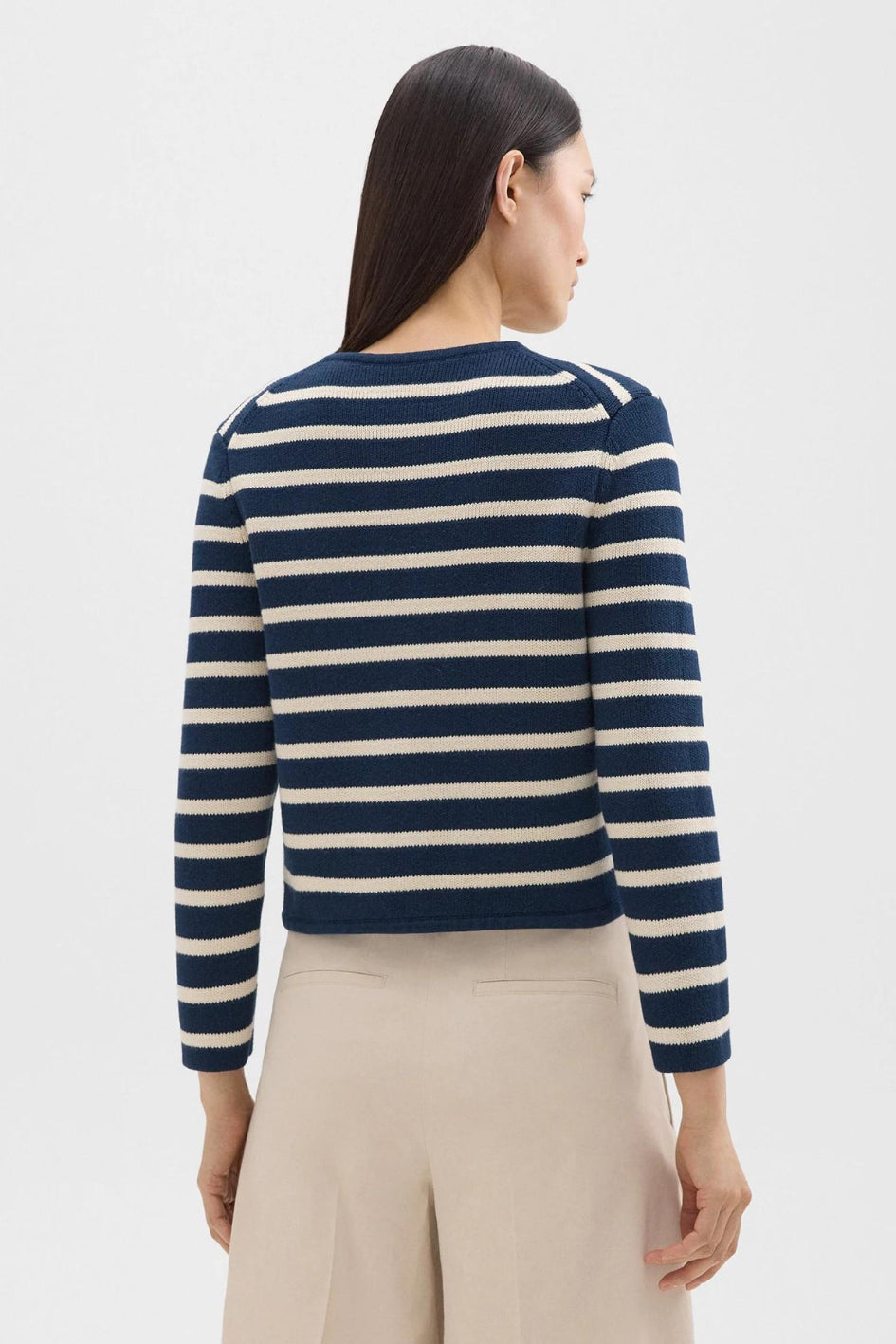 Striped Cropped Jacket in Cotton Bouclé