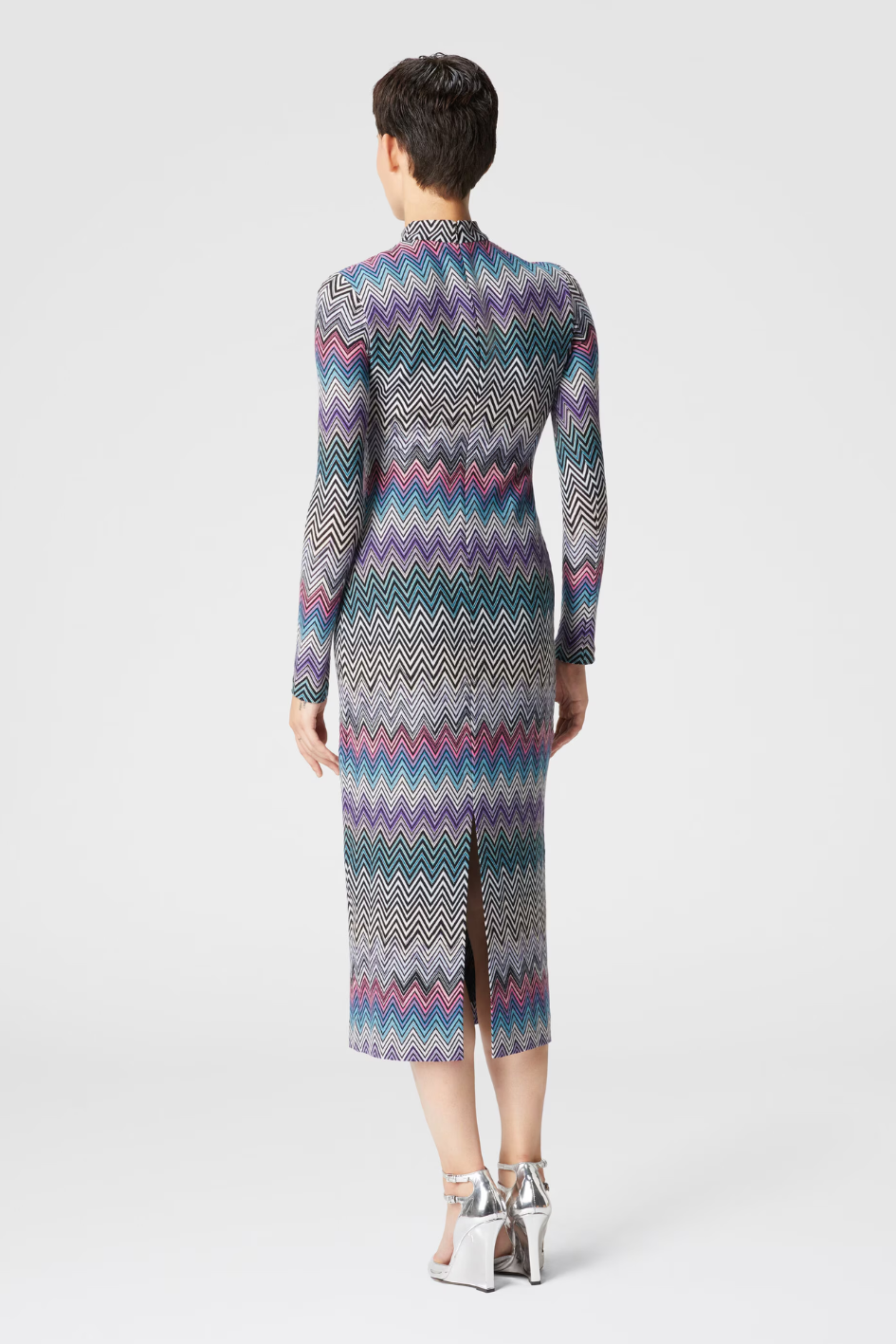 Long Turtleneck Dress made from Zigzag Wool