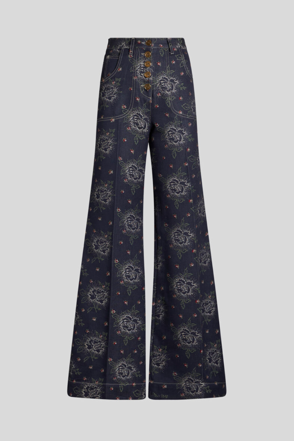 Flare Jeans with Jacquard Pattern