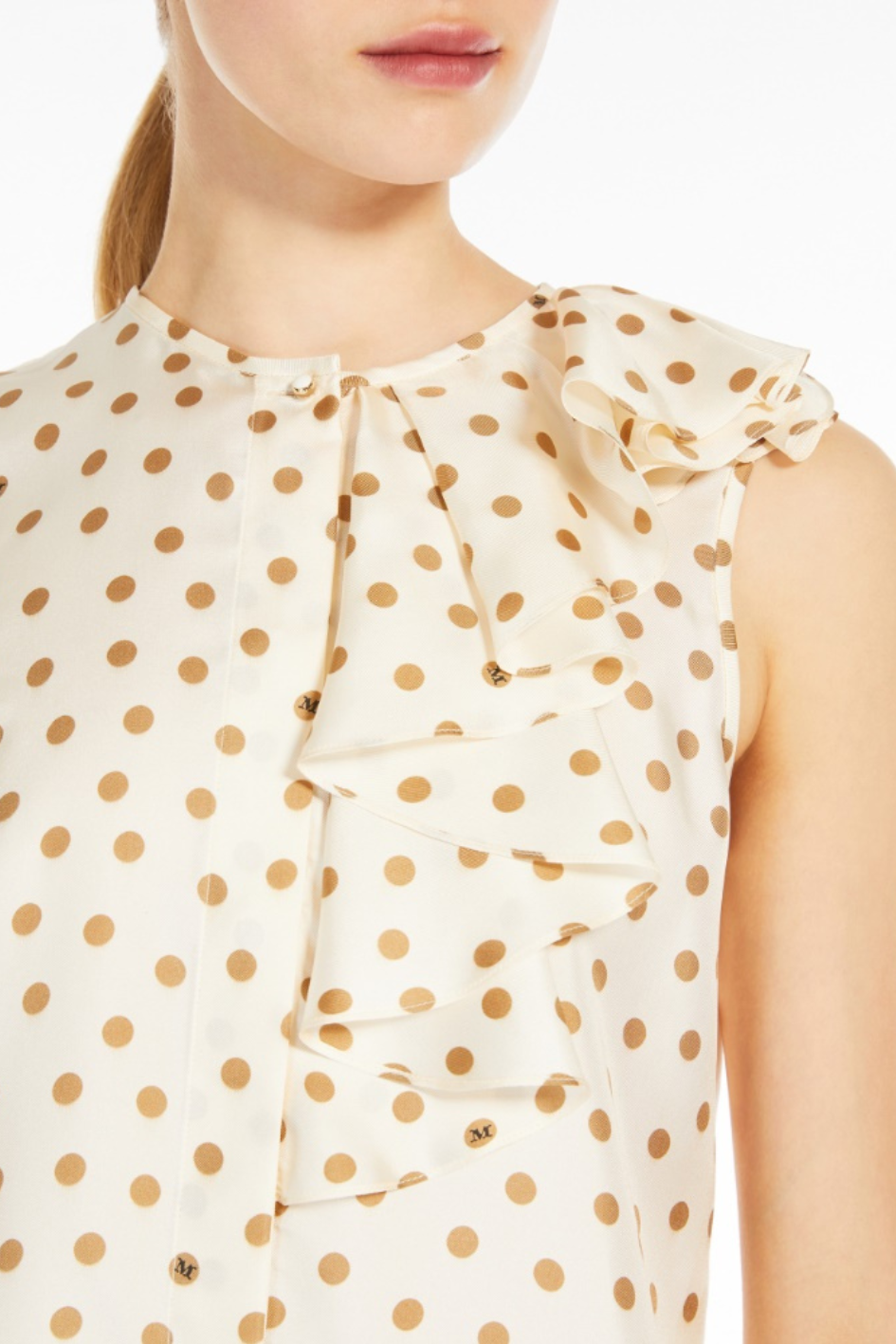 Printed Silk Top with Ruffles