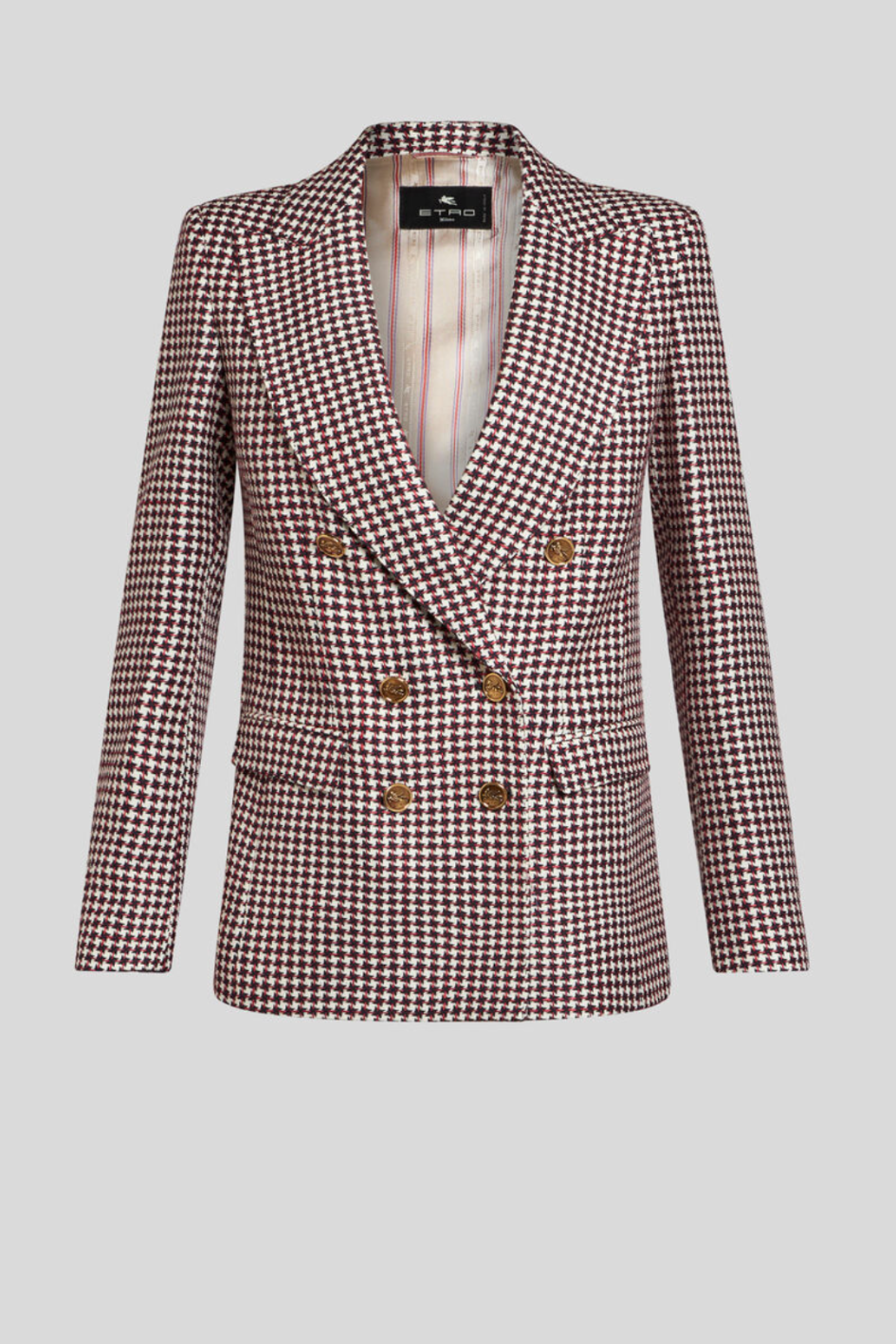 Double-Breasted Jacket with Houndstooth Pattern