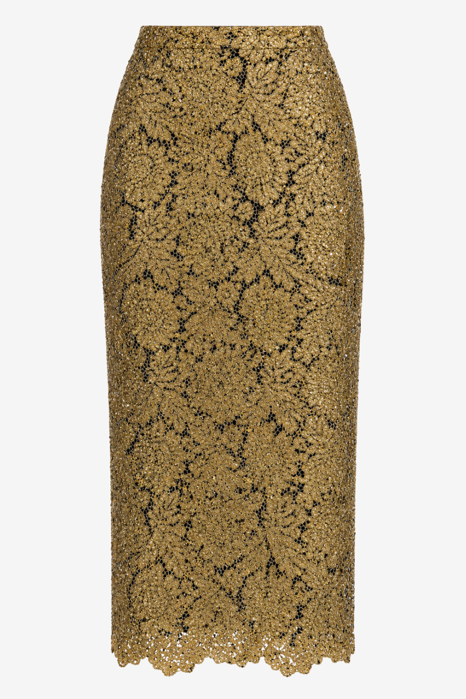Golden Lace Midi Skirt