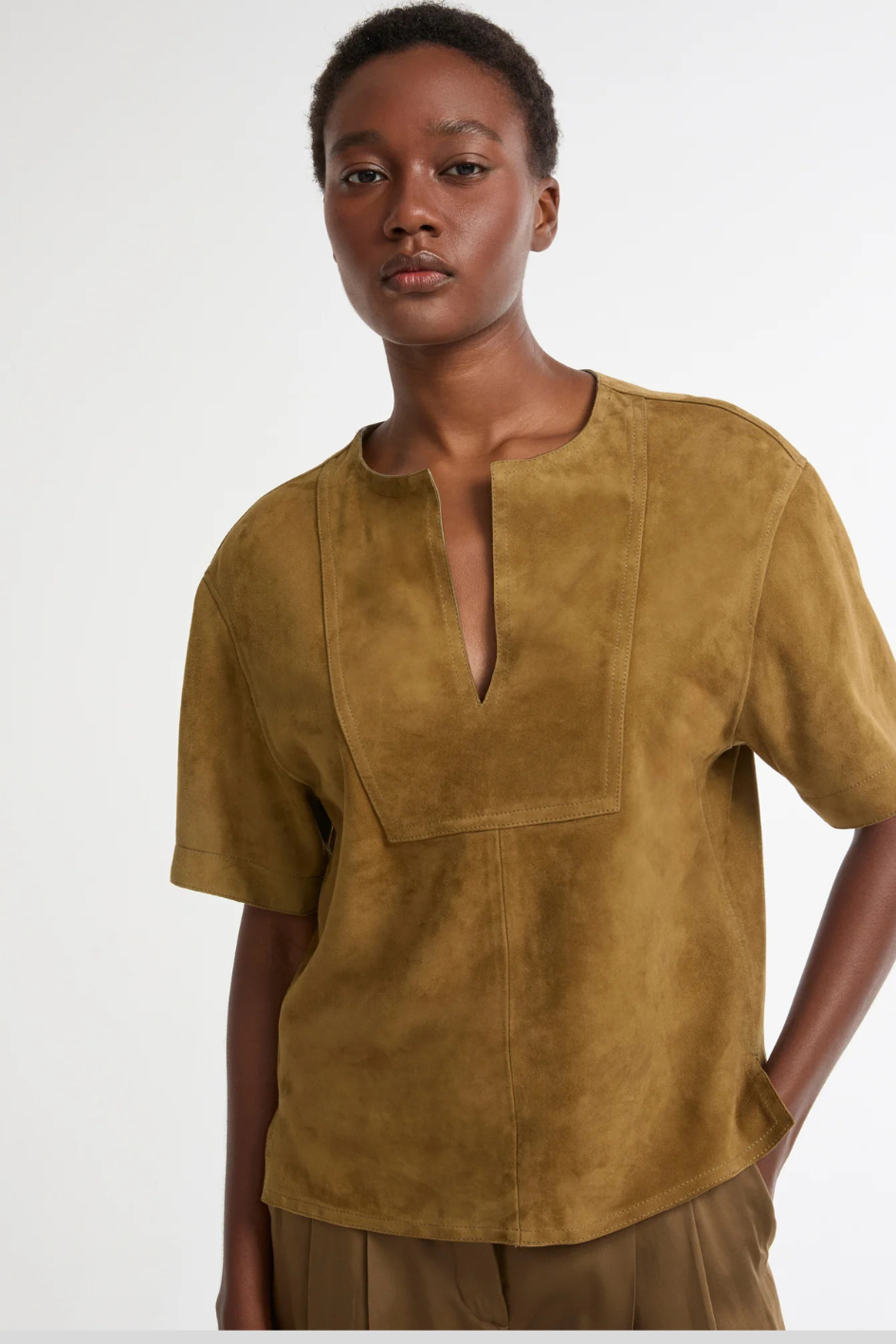 Leather Top with V-Neck