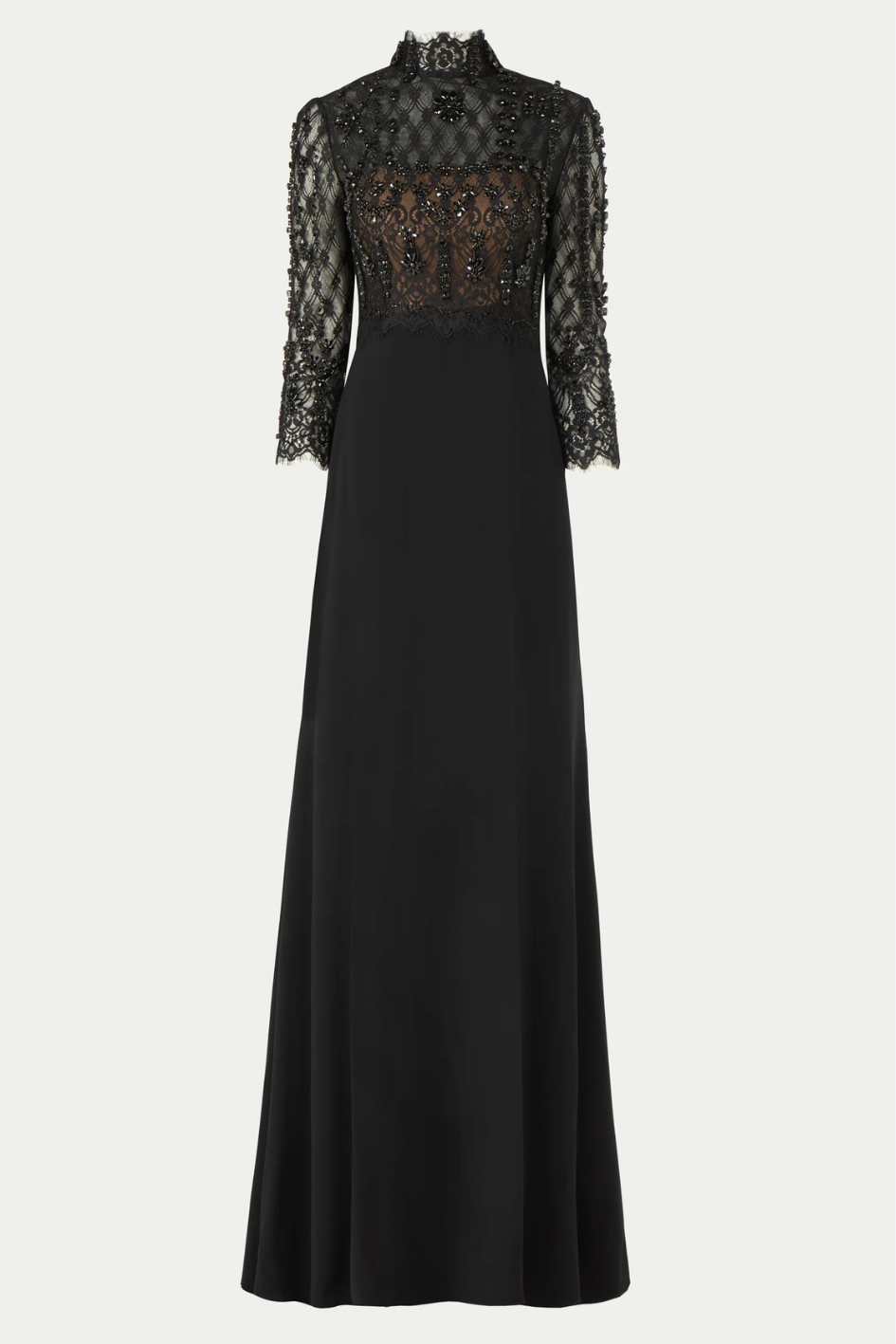 Brona Beaded Lace Crepe Gown