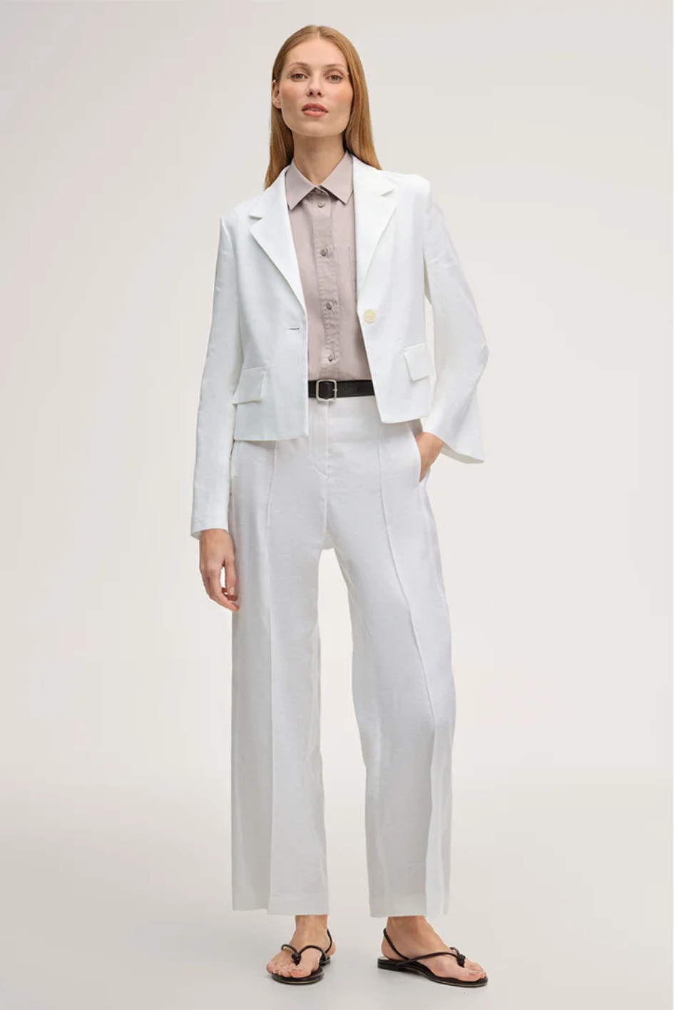 Ecru crêpe Blazer Jacket