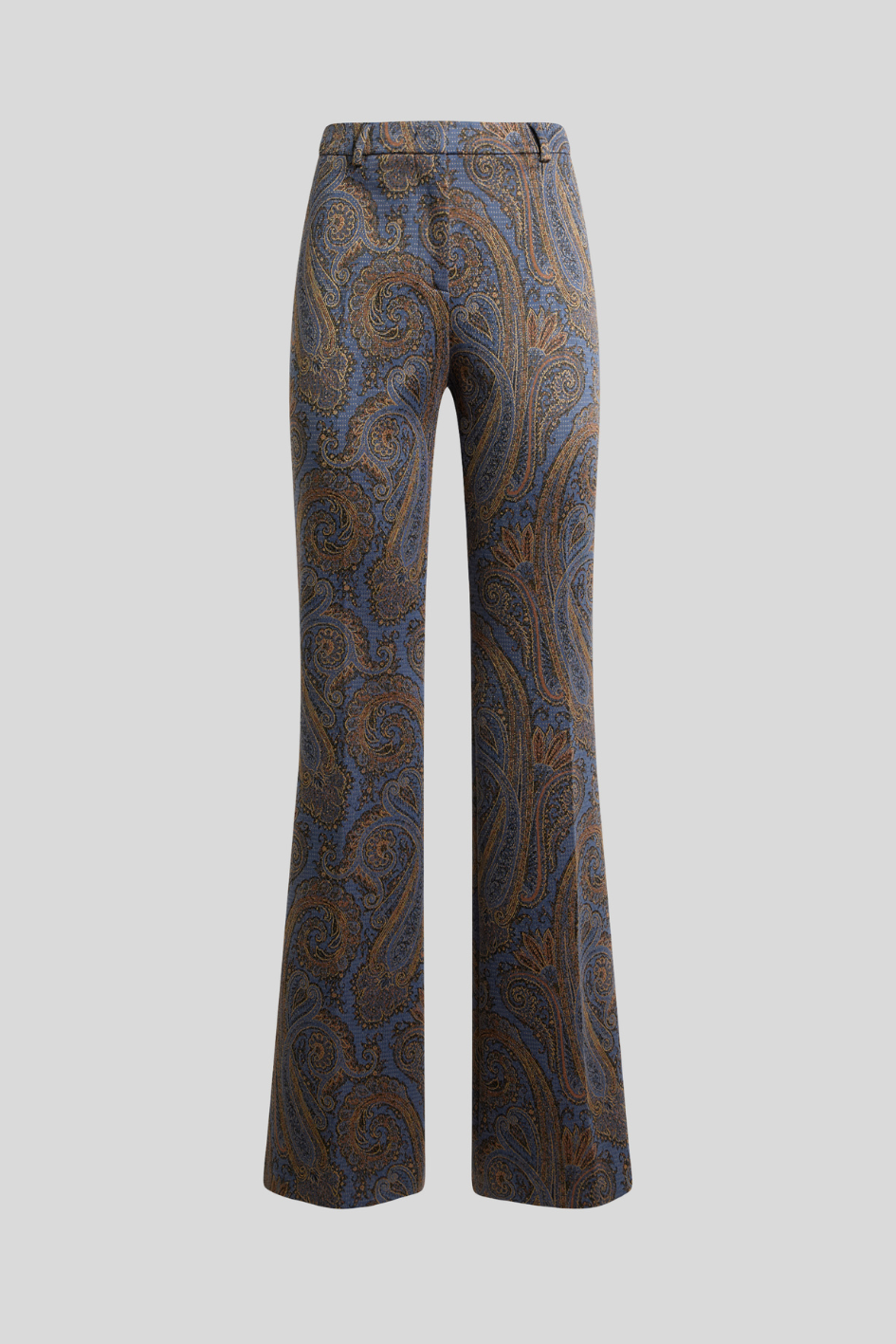 Blue Paisley Wide-Leg Tailored Trousers