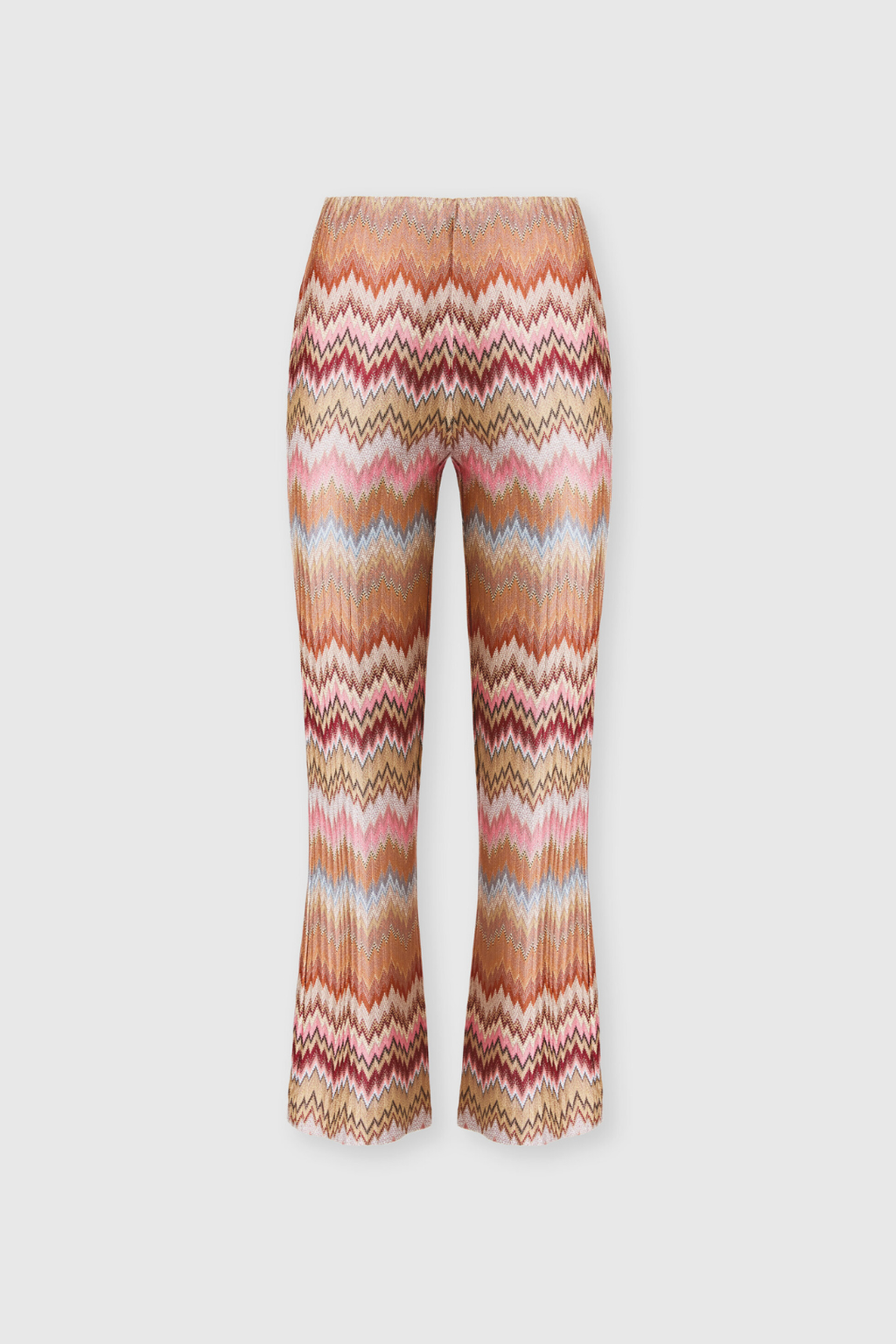 Flared Viscose Pants with Herringbone and Snake Motif