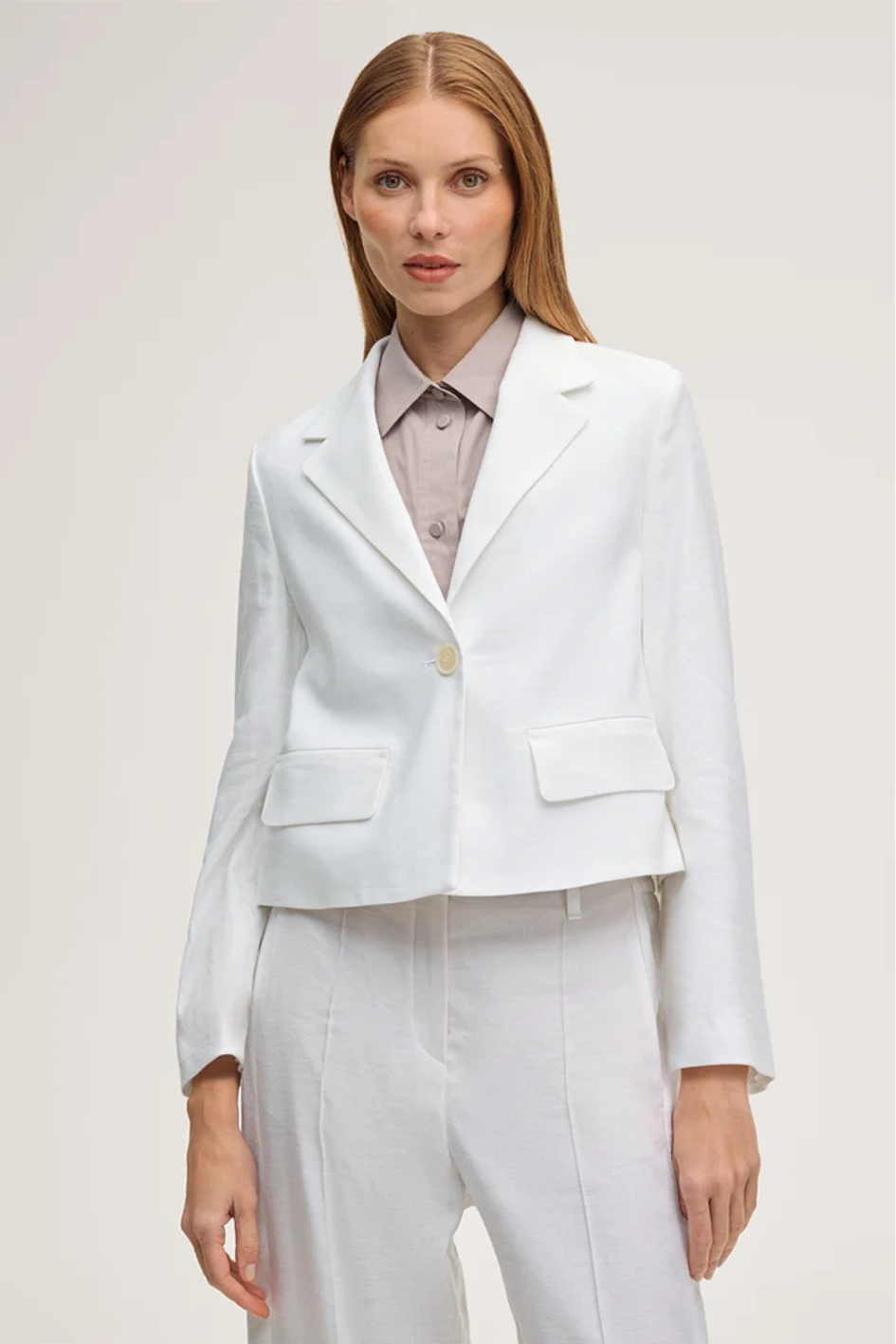 Ecru crêpe Blazer Jacket