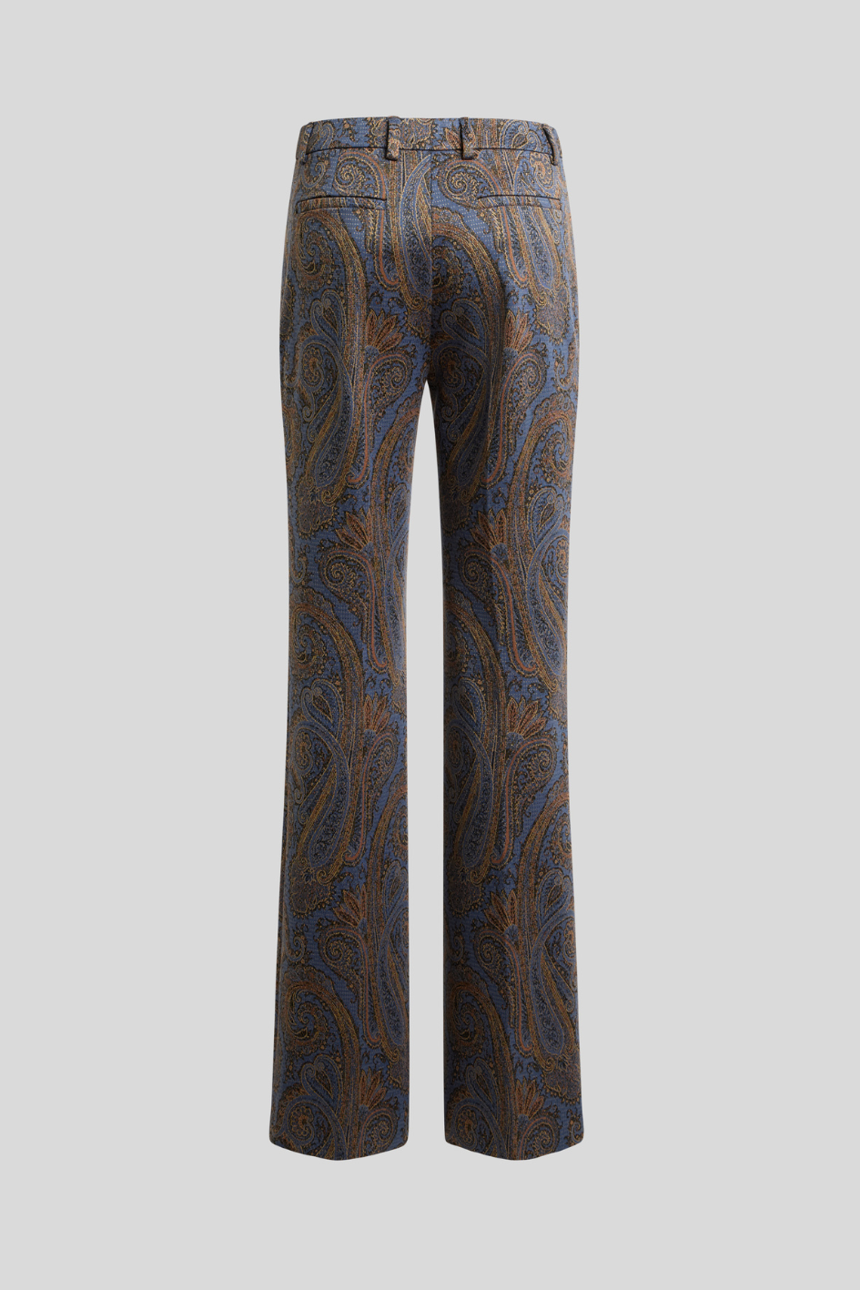 Blue Paisley Wide-Leg Tailored Trousers
