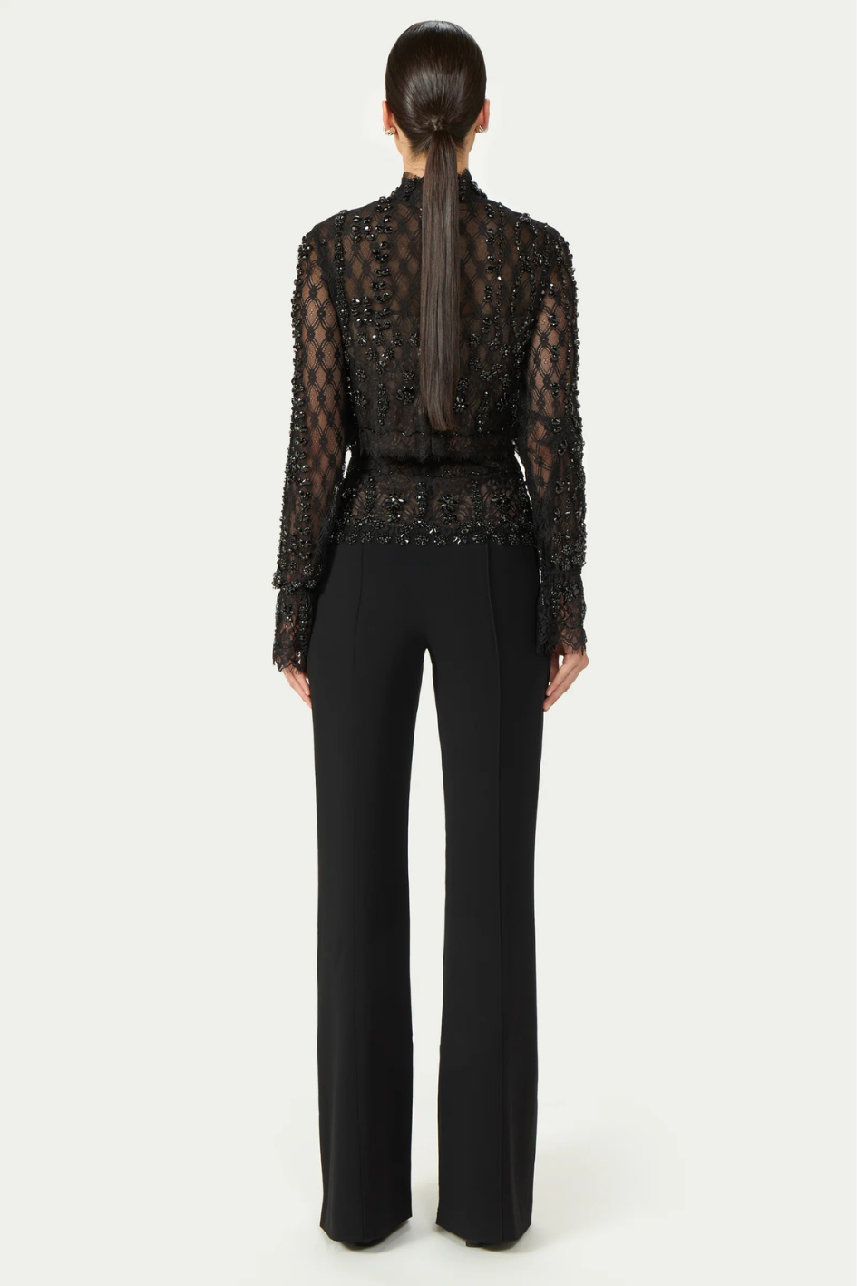 Darie Beaded French Lace Crop Top
