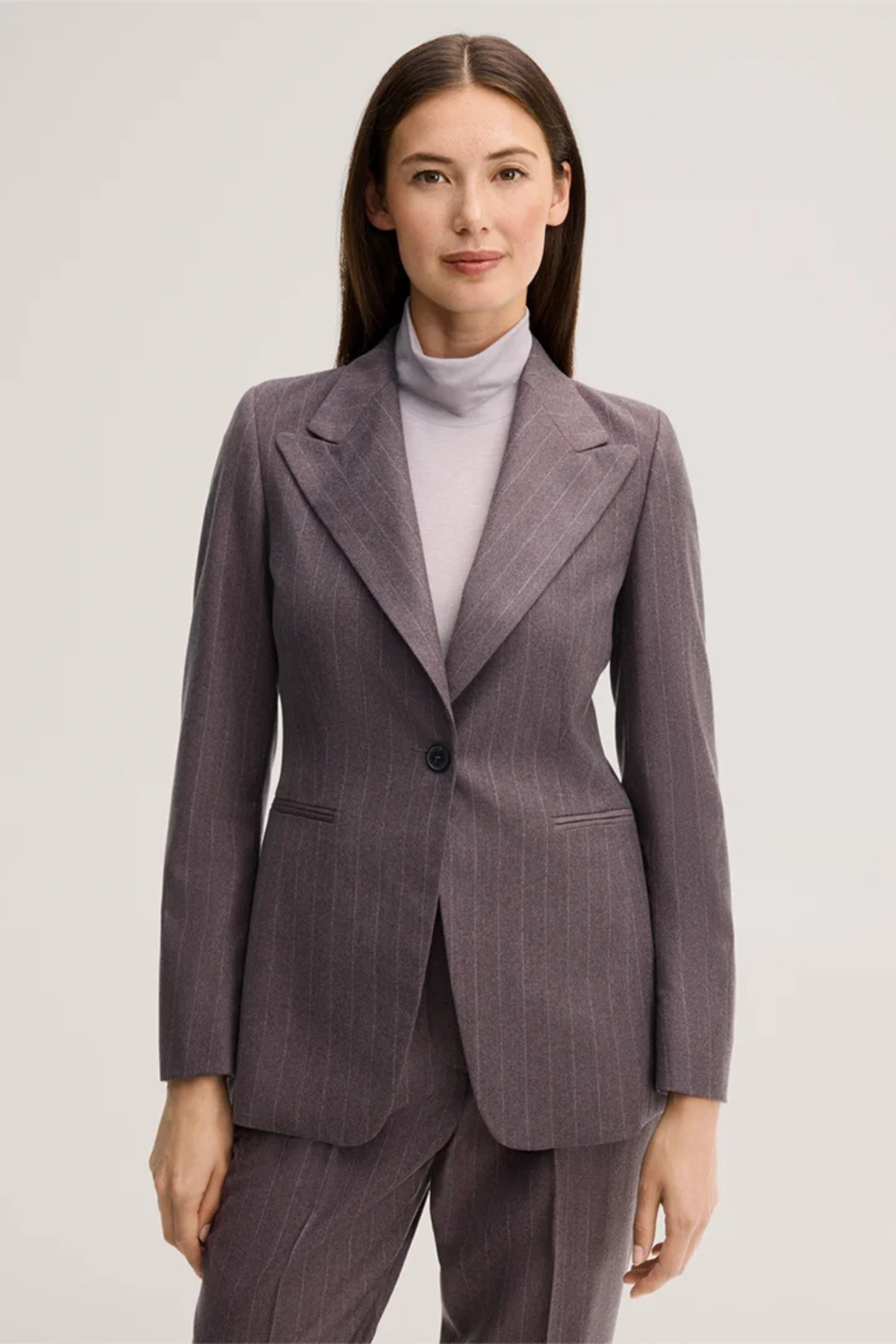 Brown Pinstripe Virgin Wool Flannel Blazer